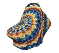 Housse d'allaitement ethnique Mandala Couverture complète 360° Bohème Écharpe extensible pour allaitement et siège auto Convient à la plupart des poussettes et landaus