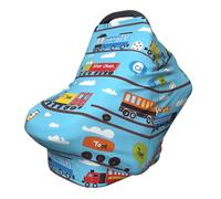 Housse d'allaitement motif train dessin animé couverture complète à 360° mignon camion écharpe extensible pour l'allaitement et housse de siège de voiture convient à la plupart des poussettes et