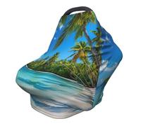 Housse d'allaitement multi-usage pour bébé, motif palmiers tropicaux sur île ensoleillée sur une île ensoleillée, housse de siège de voiture pour bébé, douce et respirante, essentielle pour