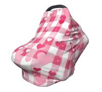Housse d'allaitement rose à motif cœur avec grille à 360 °, couverture complète pour la Saint Valentin, écharpe extensible pour l'allaitement et le siège de voiture, convient à la plupart des
