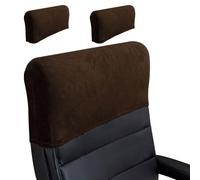 Housse d'appui-tête de chaise de bureau extensible - Protecteur de dossier élastique minimaliste épais et doux de couleur unie pour chaise d'ordinateur de bureau patron à haut dossier travail