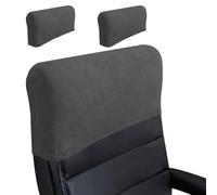 Housse d'appui-tête de chaise de bureau extensible - Protecteur de dossier élastique minimaliste épais et doux de couleur unie pour chaise d'ordinateur de bureau patron haut dossier travail quotidien