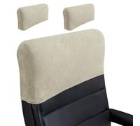 Housse d'appui-tête de chaise de bureau extensible - Protecteur de dossier élastique minimaliste épais et doux couleur unie pour chaise d'ordinateur de bureau patron haut dossier travail quotidien