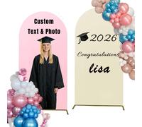 Housse d'arche de remise de diplôme personnalisée pour photos et textes pour décorations de fête de remise de diplôme, mariage, fête prénatale, parfaite pour les diplômes du lycée et du collège de