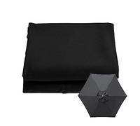 Housse d'auvent de rechange à 6/8 baleines pour parasol de terrasse de 2/2,7/3 m - Tissu noir durable pour parasol de table de marché, parasol imperméable - Design à 6 baleines