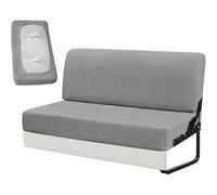 Housse de 2 Pièces Canapé Clic Clac Élastique pour Camping-Car & Caravane - Banquette Convertible 100-185 cm, Protection Anti-Taches & Anti-Poils, Tissu Microfibre Respirant(Light Gray,50-73inch)