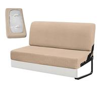 Housse de 2 Pièces Canapé Clic Clac Élastique pour Camping-Car & Caravane - Banquette Convertible 100-185 cm, Protection Anti-Taches & Anti-Poils, Tissu Microfibre Respirant(Khaki,125-185cm)