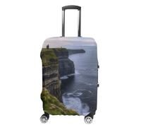 Housse de bagage à main County Clare The Cliffs pour bagages approuvée par la TSA Housse de protection élastique anti-rayures lavable Convient aux valises de 48,3 à 76,2 cm, blanc, L, Moderne