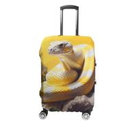 Housse de bagage à main en python jaune et blanc pour bagages, approuvée par la TSA - Housse de protection élastique anti-rayures et lavable - Convient aux valises de 48,3 à 76,2 cm - M
