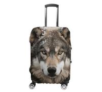 Housse de bagage à main Lmage of Wolf in the Snow Valise Housses pour bagages approuvées par la TSA Housse de protection élastique anti-rayures lavable Convient aux valises de 48,3 à 76,2 cm, Blanc