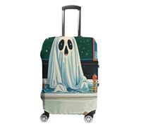 Housse de bagage avec motif fantôme amusant dans la baignoire - Approuvée par la TSA - Élastique et lavable - Anti-rayures - Convient aux valises de 48 à 76,2 cm, blanc, L