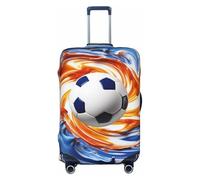 Housse de bagage ballon de football en tourbillons bleus et blancs - Housse de bagage de voyage élastique plus épaisse - Résistante à la poussière - Résistante aux rayures - Convient aux bagages de