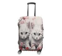 Housse de bagage Cat and Cherry - Approuvée par la TSA - Élastique - Lavable - Anti-rayures - Housse de protection pour valise, Chat et cerise, L, Housse pour valise