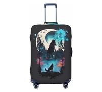 Housse de bagage de voyage - Artistic Moon Valley Wolf Housse de protection lavable pour valise de 45,7 à 81,3 cm, noir, X-Large