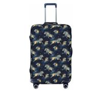 Housse de bagage de voyage avec motif loup, ciel étoilé, lavable, 45,7 à 81,3 cm, haute élasticité, Noir , x-large