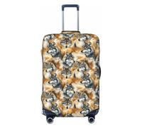 Housse de bagage de voyage avec motif tête de loup dans les bois, lavable, 45,7 à 81,3 cm, haute élasticité, Noir , M