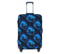 Housse de bagage de voyage avec tête de loup et flammes bleues, lavable, 45,7 à 81,3 cm, haute élasticité, Noir , M