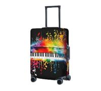 Housse de bagage de voyage élastique (45,7 à 81,3 cm) colorée avec clavier de piano et note de musique, housse de protection pour valise, lavable, anti-rayures, Noir , L