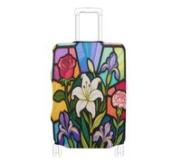 Housse de bagage de voyage élastique anti-rayures pour valise de voyage Essentiels de voyage Convient aux bagages de 45,7 à 81,3 cm, fleurs colorées en verre inoxydable Lily, XL 29-32 in