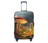 Housse de bagage de voyage élastique avec fermeture éclair invisible, motif champignon, lavable, protection de bagage mignonne anti-rayures pour valise de 45,7 à 78,7 cm, Noir , M