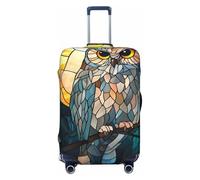 Housse de bagage de voyage élastique en forme de chouette en vitrail avec pleine lune - Anti-poussière et anti-rayures - Pour valises de 55,9 à 61 cm