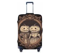 Housse de bagage de voyage élastique vintage avec deux citrouilles amoureuses de l'époque victorienne, résistante à la poussière et aux rayures, pour valises de 55,9 à 61 cm