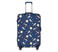 Housse de bagage de voyage imprimée fusée dans l'espace, housse de valise pliable personnalisée, parfaite pour tous les voyageurs, blanc, L