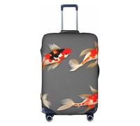 Housse de bagage de voyage lavable avec motif carpes koï traditionnelles avec imprimé coloré abstrait, blanc, Small
