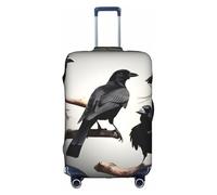 Housse de bagage de voyage lavable motif corbeau noir sur une branche pour affaires loisirs, blanc, S