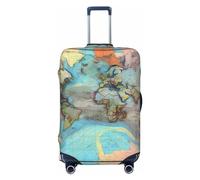 Housse de bagage de voyage motif bateau pirate de dessin animé pour bagages de 45,7 à 81,3 cm, lavable, résistante aux rayures, Carte du monde de dessin animé, XL