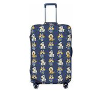 Housse de bagage de voyage - Motif chien mignon chiot N°1027 Housse de protection lavable pour bagages de 45,7 à 81,3 cm, Noir/blanc, Large