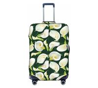 Housse de bagage de voyage - Motif fleurs de lys Calla No.1010 - Housse de protection lavable pour bagages de 45,7 à 81,3 cm, Noir/blanc, Medium