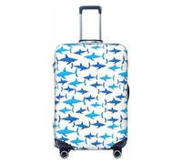 Housse de bagage de voyage - Party Shark Cute No.1027 Housse de protection lavable pour valise de 45,7 à 81,3 cm, Noir/blanc, Small