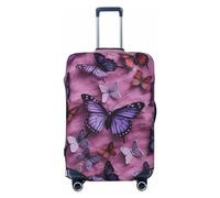 Housse de bagage de voyage - Tous les papillons sont sur fond violet - Anti-rayures - Lavable - Housse de bagage élastique - Approuvée par la TSA - Convient aux bagages de 45,7 à 81,3 cm, Noir , XL
