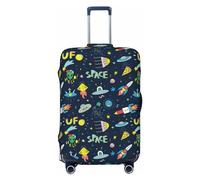 Housse de bagage de voyage - Vaisseau spatial amusant lavable Housse de protection pour valise de 45,7 à 81,3 cm, Noir/blanc, Small