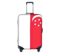 Housse de bagage décorative avec fermeture éclair dissimulée - Anti-rayures et anti-poussière - Motif drapeau de Singapour, Blanc, X-Large
