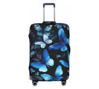 Housse de bagage décorative avec fermeture éclair dissimulée - Anti-rayures et anti-poussière - Motif papillons bleus et fleurs blanches, blanc, Small