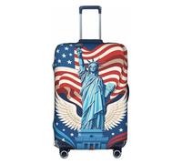 Housse de bagage décorative avec fermeture éclair dissimulée - Anti-rayures et anti-poussière - Motif statue de la Liberté, Blanc, Medium
