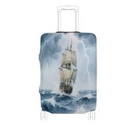 Housse de bagage élastique durable anti-rayures pour valise de 45,7 à 81,3 cm, Voiles de vagues orage orage, M 22-24 in
