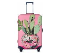 Housse de bagage élastique en forme de cactus de figue de barbarie dans un pot à boules disco - Protection contre la poussière et les rayures - Pour valises de 55,9 à 61 cm
