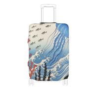 Housse de bagage élastique extra large résistante aux rayures pour valise de 45,7 à 81,3 cm, Méduse style tokyo bleu océan, M 22-24 in