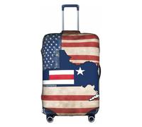 Housse de bagage élastique lavable et anti-rayures Motif drapeau de New York Carte 01, blanc, Large