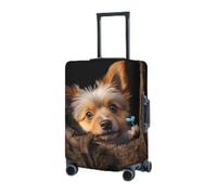 Housse de bagage élastique lavable - Protection de valise - Un chiot assis dans un trou d'arbre - Housse de valise pour bagages de 45,7 à 81,3 cm - Housse de bagage portable anti-poussière et