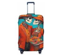 Housse de bagage élastique pour couple de squelette en tenue de mariage mexicain anti-poussière et résistante aux rayures pour valises de 55,9 à 61 cm