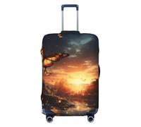 Housse de bagage élastique pour voyage - Papillons volant autour du soleil - Housse de bagage tendance - Housse de protection épaisse pour bagages de 45,7 à 81,3 cm, Noir , XL