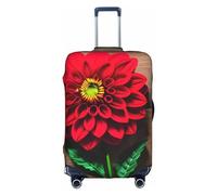 Housse de bagage élégante Spring Is In The Air, expérience de style et de fonctionnalité, parfait compagnon de voyage, Planche en bois rétro fleur dahlia rouge, Medium