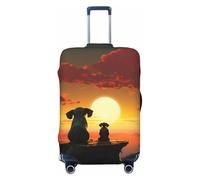 Housse de bagage éléphant et chien The Sunset pour valise, approuvée par la TSA, housse de protection en élasthanne extensible lavable pour bagages de voyage grande taille pour 45,7 à 81,3 cm, Noir