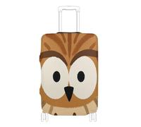 Housse de bagage en tissu élastique anti-poussière pour valise de 45,7 à 81,3 cm, mignon dessin animé chouette gros yeux marron, L 26-28 in