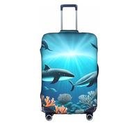 Housse de bagage imprimée baleines sous la mer, double couture tout autour, matériau hautement élastique, adaptée pour les voyages et les voyages d'affaires
