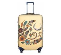 Housse de bagage imprimée football dans l'eau - Housses de valise pour bagages avec tissu élastique extensible, quatre tailles, Fleurs et plumes, L